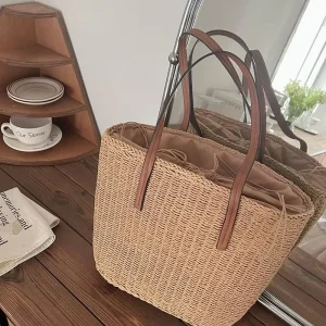 Straw Bags for Women Large Size Travel Straw Totes Bag Woven Summer Handmade Shoulder Bag Handbag