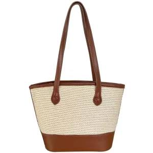 Straw Bags for Women Summer Beach Handbag Casual Handmade Straw Weaving Shoulder Bags for Travel Vocation