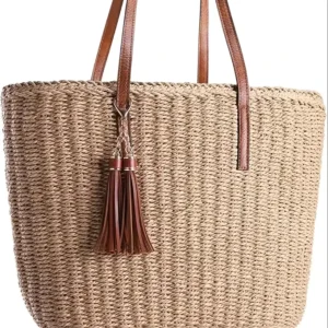 Straw Bags for Women Travel Straw Totes Bag Woven Summer Beach Handmade Shoulder Bag Handbag