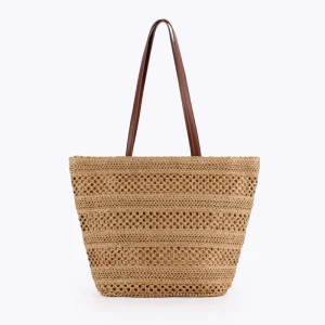 Straw Tote Handbags for Women New Style Solid Color Woven Bag with Open Closure for Summer Beach