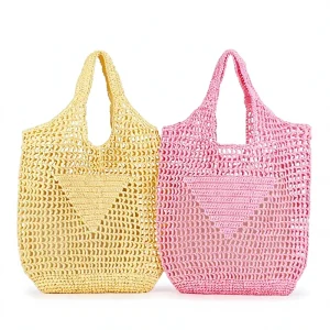 Straw Two Handles Solid Color Large Capacity Hand Hook Woven Trendy Women’s Mori Shoulder Bag Holiday Beach Bag