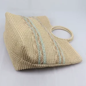 Straw Woven Bag Beige Summer Beach Bag Straw Natural Straw Bag With Round Handles for Seaside Holiday