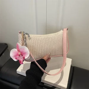 Straw Woven Flowers Shoulder Bag Mini Fashion Design