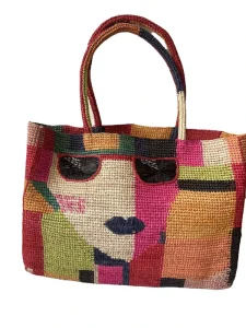Straw Woven Tote Bag Women Large Capacity Handmade Beach Handbag Japanese for Vacation
