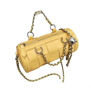 Street Style New Chunky Chain Barrel-shaped Zipper Closure Shoulder Crossbody Bag Niche Design High-End Feel Women’s Bag