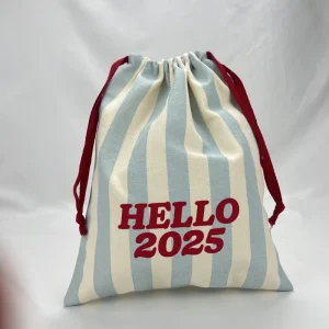 Stripe Cosmetic Custom Printed Logo Packaging Gift Thickened Fabric Dust Cotton Pouch Canvas Drawstring Bag