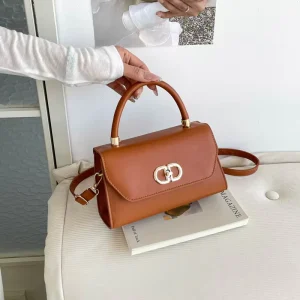 Style Handheld Crossbody Bag Fashionable and Simple Square Design Casual and Versatile with Waterproof PU Material