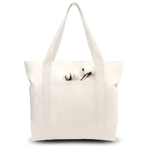 Stylish Canvas Tote Bag with an External Pocket Top Zipper Closure Daily Essentials