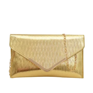 Stylish Luxury Chain Shoulder Women’s PU Leather Evening Purse Ladies Party Hand Bag Envelope Clutch
