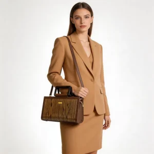 Stylish Luxury Handmade Real Wood Veneer Wooden Handbag for Women Appreciating Craftsmanship