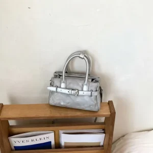 Stylish Small Satchel Bag for Women Quilted Pattern Metal Hardware Adjustable Strap for School Weekend Outing