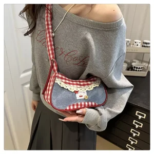 Stylish Soft Look Women’s Crossbody Bag New Checkered Fabric Fashion Shoulder Bag Trendy Small Square Bag