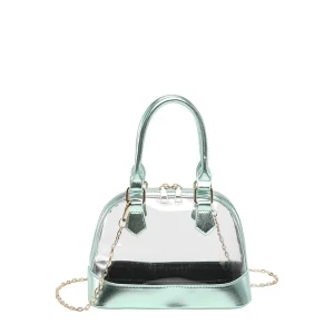 Stylish Transparent Shell Shaped Handbag for Women Jelly Coin Purse Fashionable Chain Crossbody Bag