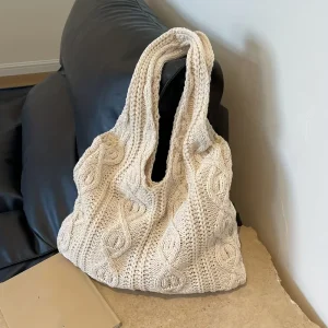Stylish Urban Retro Woven Shoulder Bag Elegant Women’s Handbag Purse Durable Spacious Design for Versatile Everyday Use