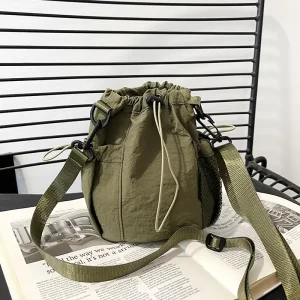 Stylish Women’s Nylon Drawstring Bucket Bag New Arrival Crossbody Leisure Outings Phone Bag Versatile for Summer