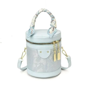 Stylish Woven Round Bucket Bag Hollow Design Large Capacity Versatile Crossbody Handheld Casual Travel Elegant Bag