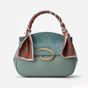 Suede Top Handle Womens Handbags With Scarf Handle PU Leather Metal Buckle Flap Purse OEM ODM Factory Supplier