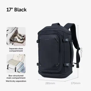 Suitable For 16 Inch Laptop GRS 21L Large Capacity 180° Side And Top Open Design Travel Backpack With Independent Shoe Layer