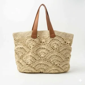 Summer Bags Straw Bag Shoulder Bag Women Handmade Woven Crochet Design Lightweight Trendy Beach Daily Travel Handbag