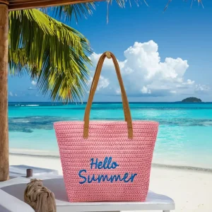 Summer Beach Bag Eco Friendly Straw Woven Bags Large Capacity Straw Tote Bag for Outdoor Travel Shopping