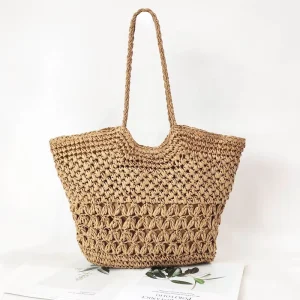 Summer Beach Bags for Women Woven Straw New Trend Braided Tote Large Simple Fashion Vintage Shopping Travel Female Handbags
