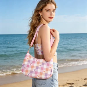 Summer Beach Crossbody Shoulder Bag Adjustable Strap Girl Sling Messenger Nylon All Over Print Handbag Theme Park Crescent Bag