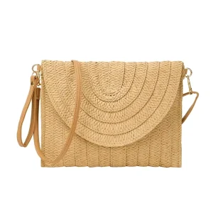 Summer Beach Handmade Woven Envelope Straw Handbag Ladies Fashion Vintage Clutch Purse Women Crossbody Bag