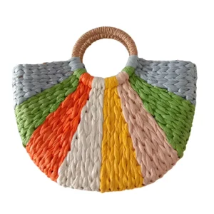 Summer Beige High Quality Straw Tote Bag Beach Bag Handbag