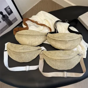 Summer Brisk Large Capacity Ladies Outdoor Casual Travel Crossbody Straw Sling Bag