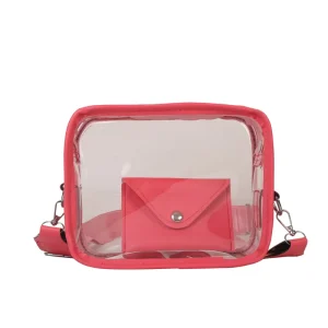 Summer Clear PVC Crossbody Messenger Bag Customizable Letter Patch Belt Bag Stylish Crossbody Clear Square Jelly Bag