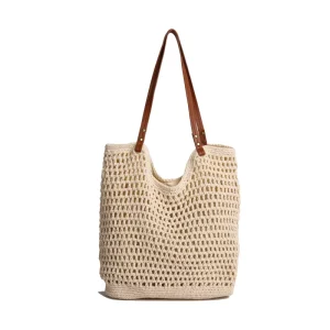 Summer Delicate Cotton-lined Straw Bucket Bag Womens Large-capacity Casual Street Fashion All-matching Woven