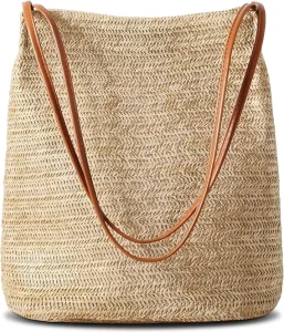 Summer Eco Friendly Casual Paper Straw Woven Shoulder Bag Beach Straw Purse Buckets Summer Fashion Hobo Bags
