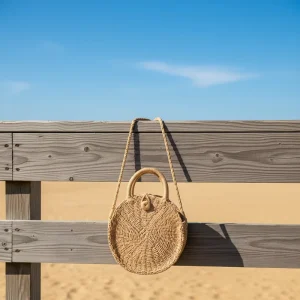 Summer Eco Friendly Woven Tote Bag for Women Straw Material Portable Zip Closure for Beach Use Autumn Spring
