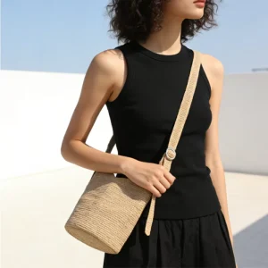 Summer Fashion Handmade Natural Straw Woven Tote Bag Large Capacity Women Shopping Beach Shoulder Bag