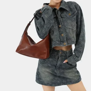 Summer French Fashion Crossbody Dumpling Bag Women’s New Niche Design Underarm Shoulder Bag Zip Closure Polyester