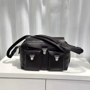 Summer Genuine Leather Cowhide Crossbody Messenger Bag with ZIP Closure Stitching Medium Size Single Strap