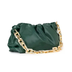 Summer Handbag Thick Chain Women Purse and Handbag Pleated PU Leather Hand Bags Ladies Shoulder Bag