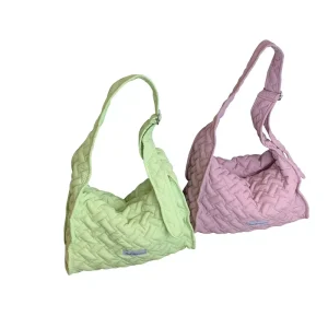 Summer Japanese Style Casual Minimalist Oversized Hobo Tote Diamond-Patterned Design Women’s Solid-Color Lightweight Bag