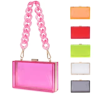 Summer Ladies Transparent Boxed Purse Crossbody Handbag Trendy Women Clear Acrylic Evening Clutch Bag