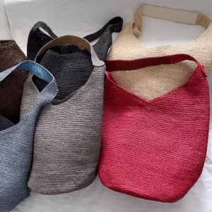 Summer New Arrival Luxury Women’s Woven Straw Handbag Soft Casual Tote with Lightweight Cotton Lining and Large Capacity