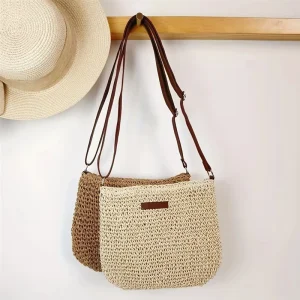 Summer New Handmade Crochet Crossbody Fashion Beach Bag for Women Casual Straw Messenger Bag
