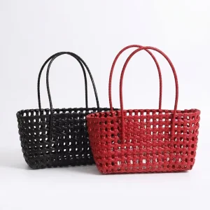 Summer New Product Trending Foldable Beach Bag Tote PVC Woven Hollow Out Waterproof Beach Shoulder Bag