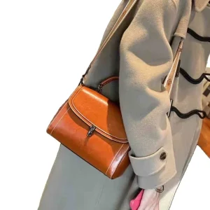 Summer New Style Genuine Leather Women’s Handbag Cowhide Lock Two Straps Small Size High end Fashion All match Crossbody