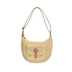 Summer New Woven PU Saddle Crossbody Bag Under Arm Flap Closure Polyester Lining Trendy Design for Women Daily Use