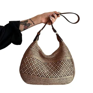 Summer Seaside Vacation Beach Bag Large Capacity Zipper Closure Casual Versatile Shoulder and Crossbody Bag for Women