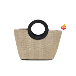 Summer Straw Bucket Bag Female Large Capacity Beach Bags Rattan Handmade Tote Handle Bag for Vacation