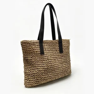 Summer Straw Tote Bag Large Capacity Woven Shoulder Handbag for Beach Travel Shopping Vacation Daily Use