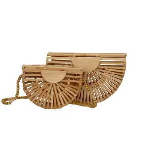Summer Vacation Beach Straw Woven Bags Ladies Mini Handmade Hollow Out Weaving Bamboo Ratan Bags