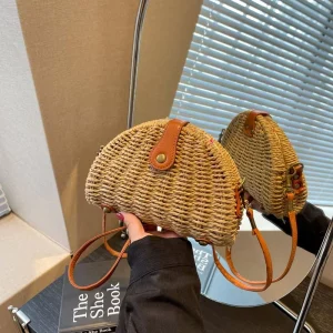 Summer Waterproof Woven Bags Crochet Chains Lady Padded Crossbody Fashion Women’s Messenger Bag Straw Bag