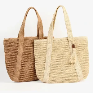 Summer Woven Bag Female Handmade Paper Net Holiday Straw Bag Manual Weave Braid Shoulder Mesh Beach Bags